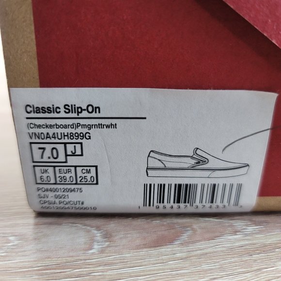 NEW Vans Classic Slip-on Maroon Checkered Women's Athletic Casual Skate Shoes - Picture 10 of 10